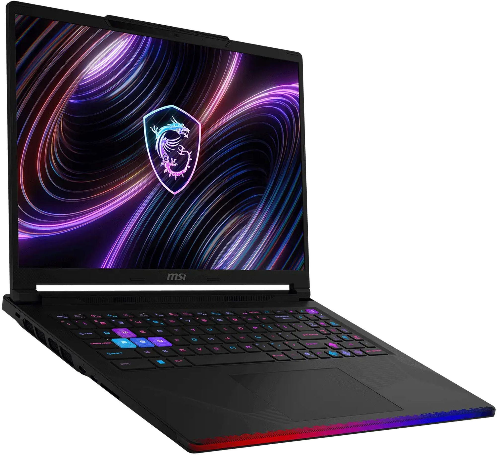 Écran OLED du MSI Raider 16 HX B2WH-019FR Vue en perspective du MSI Raider 16 HX B2WH-019FR avec écran OLED