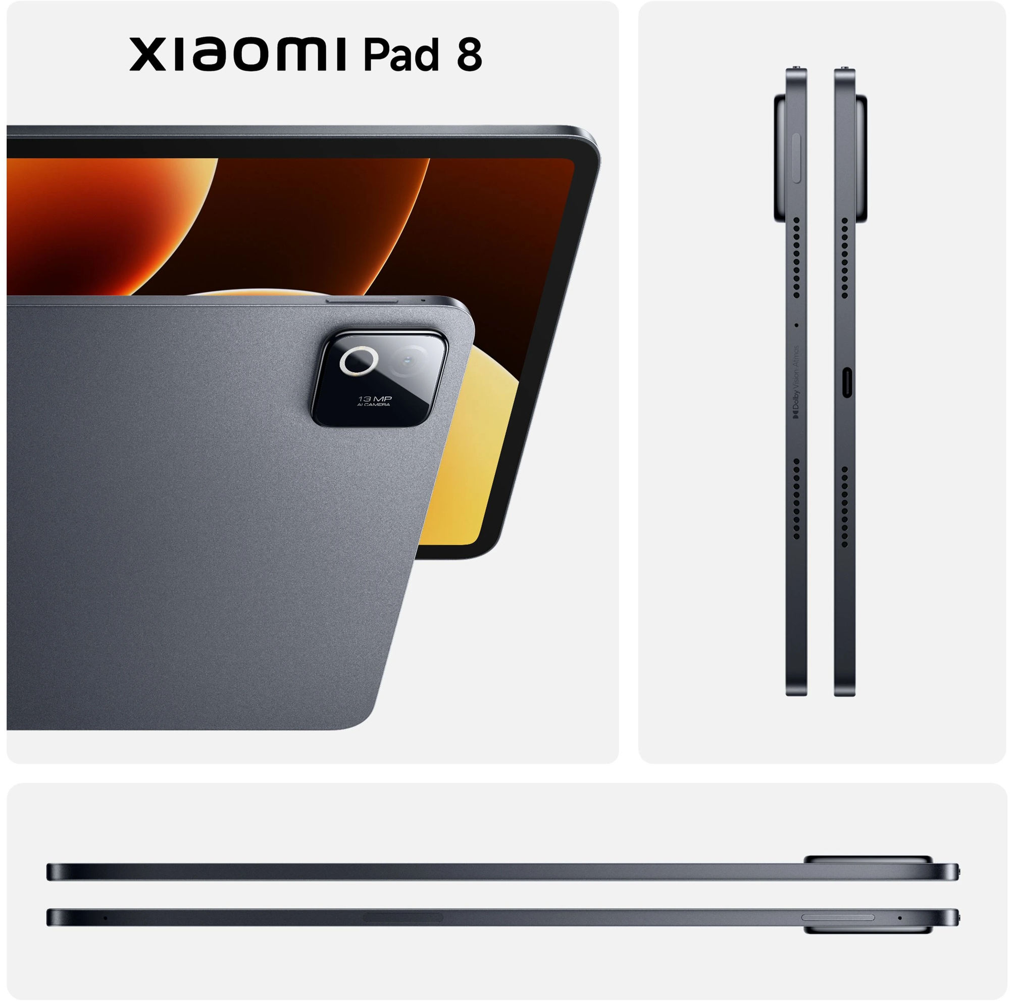 Xiaomi Pad 8 Gris design et tranches Xiaomi Pad 8 Gris design et tranches
